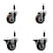 Service Caster 3.5'' Maroon Poly Wheel Swivel 7/8'' Expanding Stem Caster Set 2 Brakes, 4PK SCC-EX20S3514-PPUB-MRN-2-PLB-2-78 - alternate 1